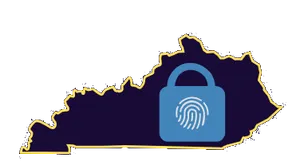 Logo with an outline of Kentucky. A padlock with a fingerprint on it. A deep purple background. Text that reads KCI3 Kentucky Cyber Intelligence Information Initiative (KCI3)